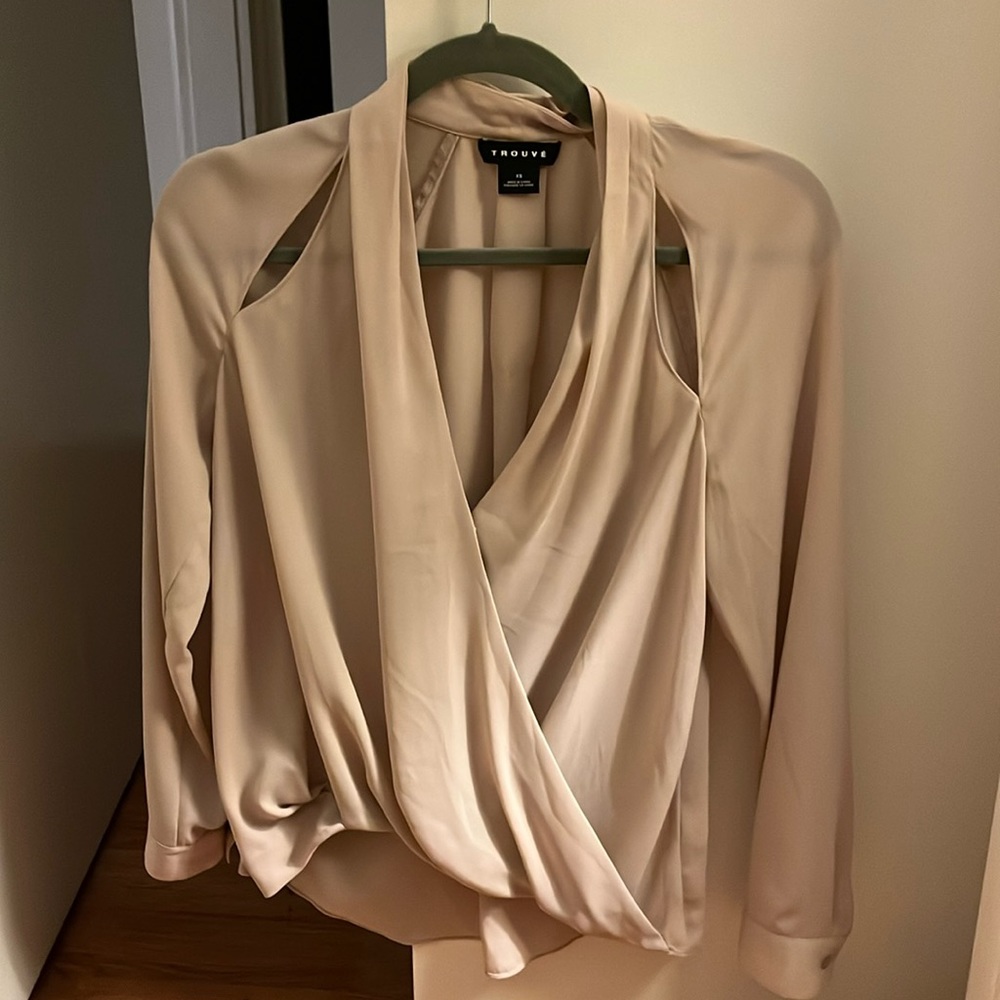Trouvé Drape Blouse, XS, champagne, snap closure